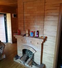Банная печь совмещённая с камином