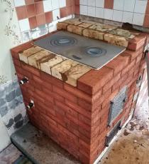 Кирпичная печь с котлом