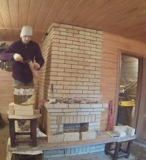 ТаймЛапс Кладка банной печи каменки по черному с камином.