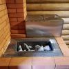 Открытая каменка банной печи по белому