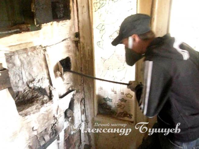 Чистка каналов кирпичной печи