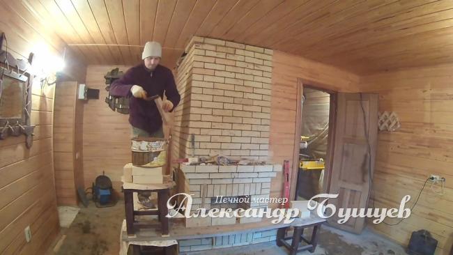 ТаймЛапс Кладка банной печи каменки по черному с камином.